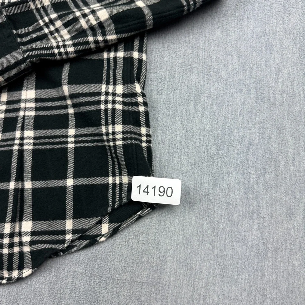 Ralph Lauren Shirt Womens 2 Black Plaid Snap Pearl Flannel Western Cowgirl Rodeo